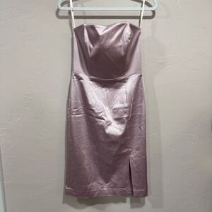 White House Black Market Pink Satin Knee Length Dress